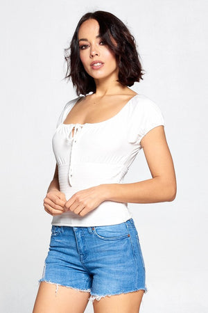 Smocked Waist Top - Off White
