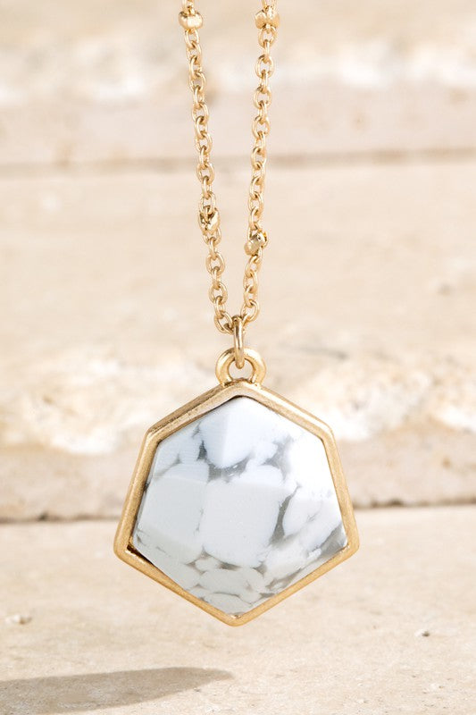 White Howlite Geo Stone Necklace