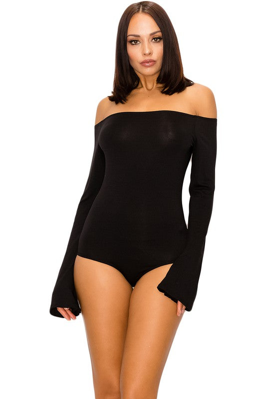 OTS Bell Sleeve Bodysuit - Black – Casey Mae Boutique