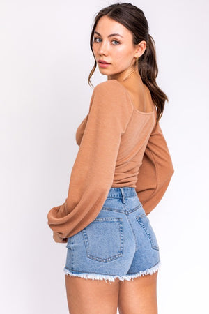 Camel Ruched Top