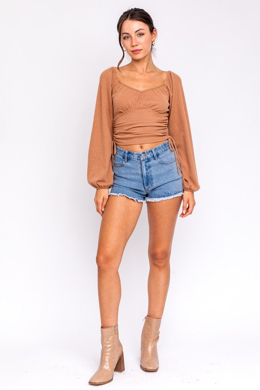 Camel Ruched Top