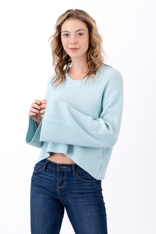 Bell Sleeve Sweater - Light Blue