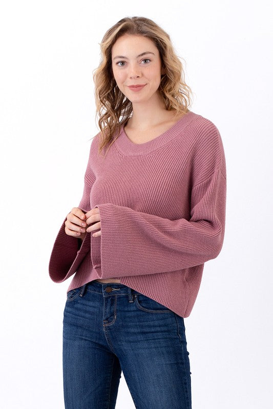 Bell Sleeve Sweater - Rose