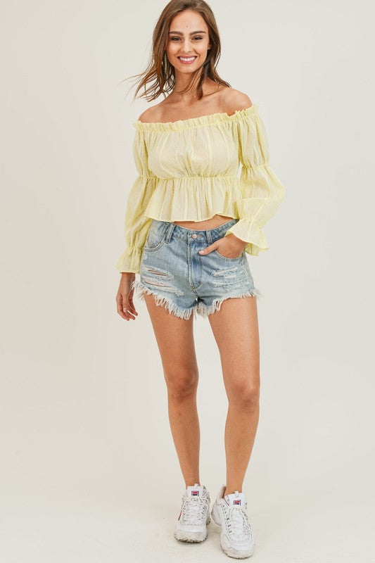 OTS Pleated Top - Yellow - FINAL SALE