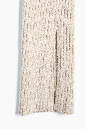 Rib Knit Slit Dress - Cream
