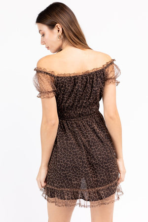 Leopard Mesh Mini Dress