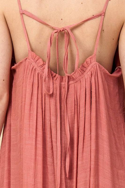 Tie Back Midi Dress - Pink