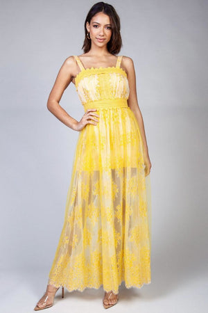 Floral Lace Maxi Dress - Yellow Casey Mae Boutique Floral Lace Maxi Dress - Yellow Casey Mae Boutique